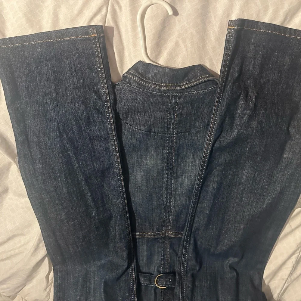 Bebe Dark Blue Denim Dress with Gold Accents - Picture 4 of 4